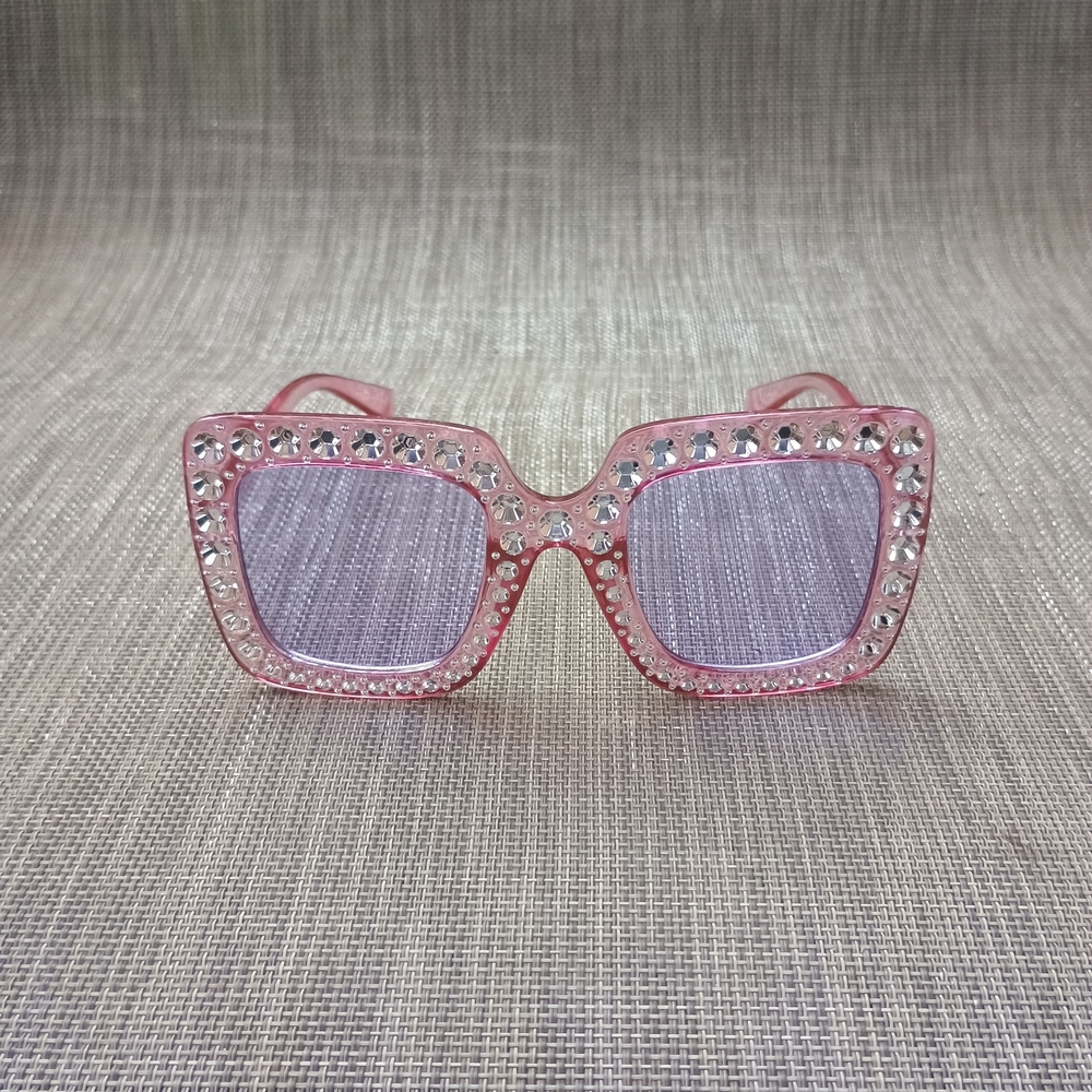 Pink Rhinestone Looking Large Elton Sunglasses